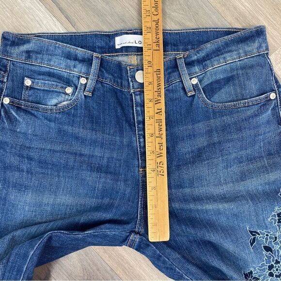 Loft Floral Embroidered Boyfriend Jeans Cropped Raw Hem Blue 4 27 - Picture 14 of 14